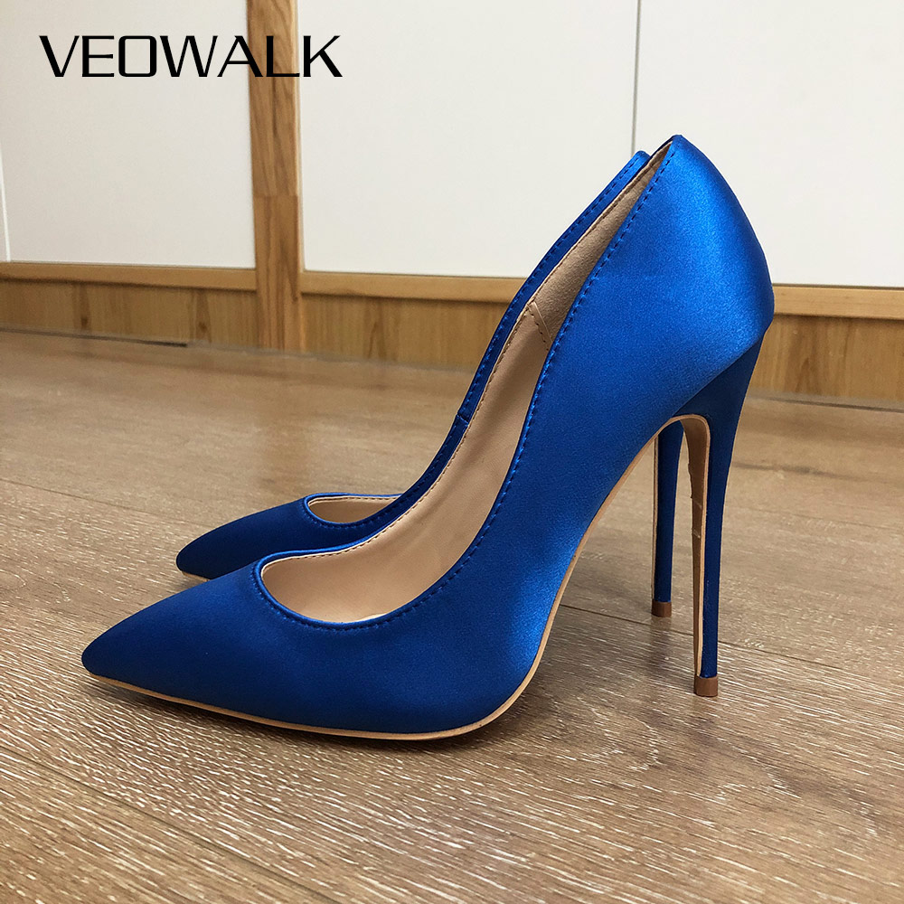 Slip Dress Satin - Veowalk kraliyet mavi kadın ipek saten